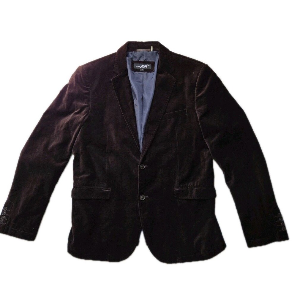 Black Rivet Velvet Blazer Brown Cotton Sport Coat Jacket Mens XL Two Button EUC